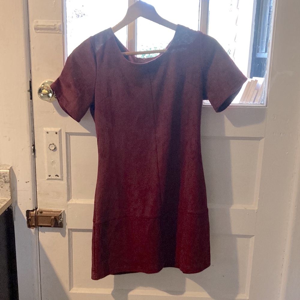Lovemarks Burgundy Maroon Suede Mini
Dress Small